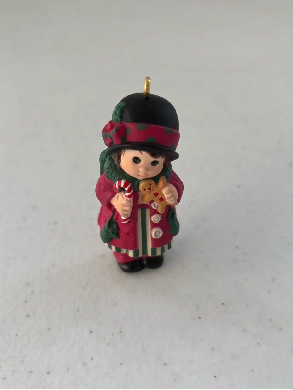 Hallmark Sweet Rememberings Red and Green Girl with Gingerbread Ornament
